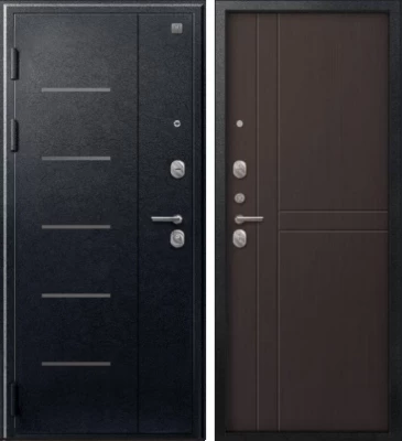 Дверь V-06 Черный муар - Лиственница темная