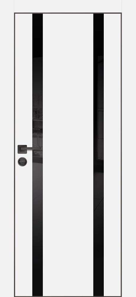 Фото Межкомнатная дверь PX-9  черная кромка с 4-х ст. Белый матовый