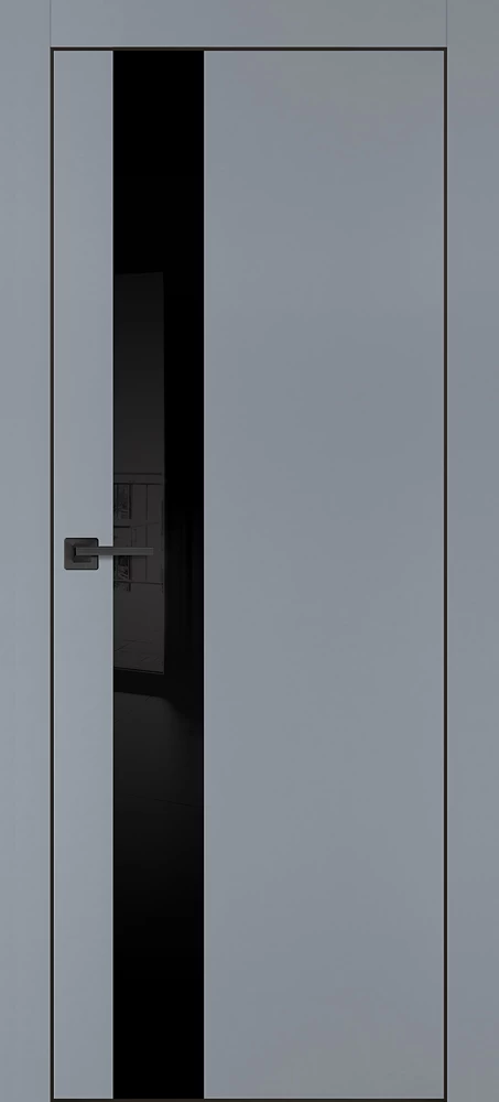 Фото Межкомнатная дверь PX-10 черная кромка с 4-х ст. Серый матовый